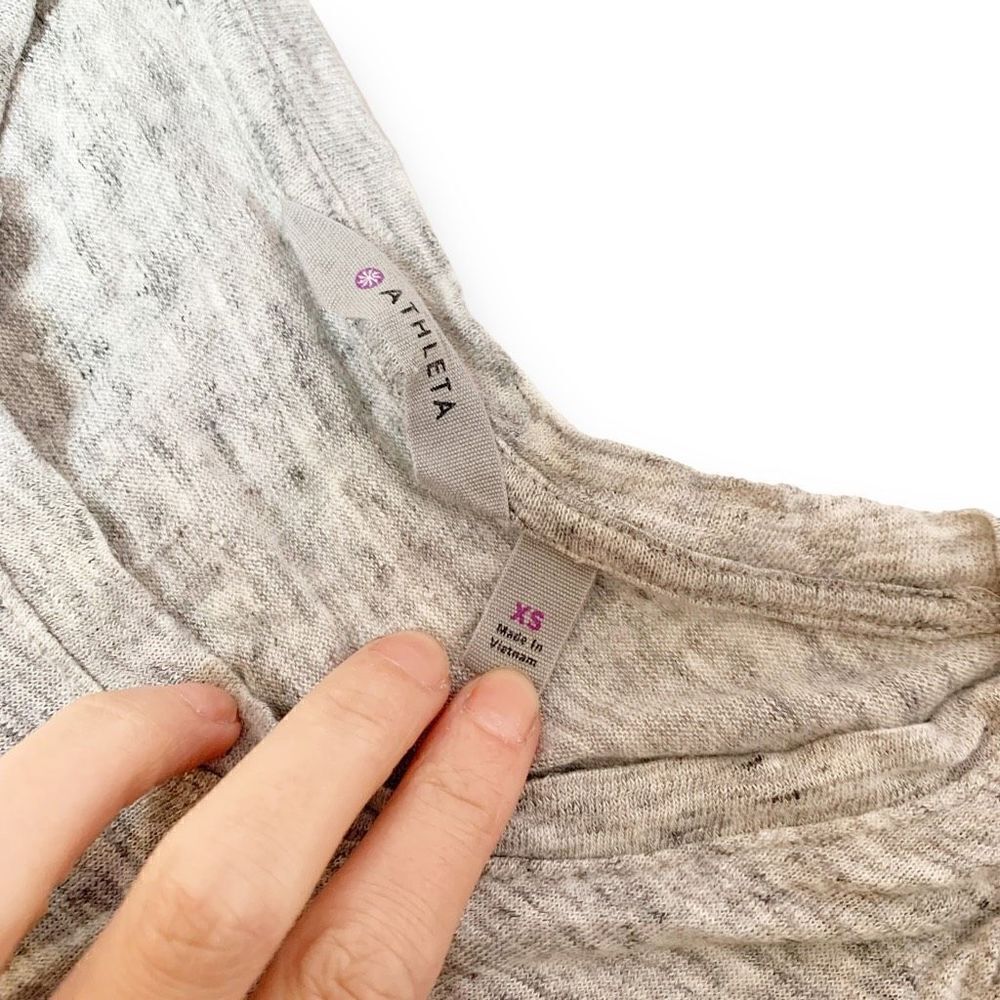 Athleta 100% Linen Twist Knot Zephyr Tank Top in Space Dye Gray Women’s Size XS - Picture 3 of 8
